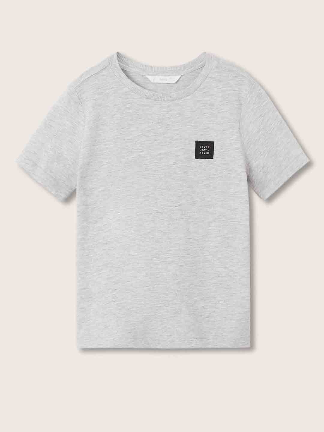 

Mango Kids Boys Grey Melange Solid T-shirt