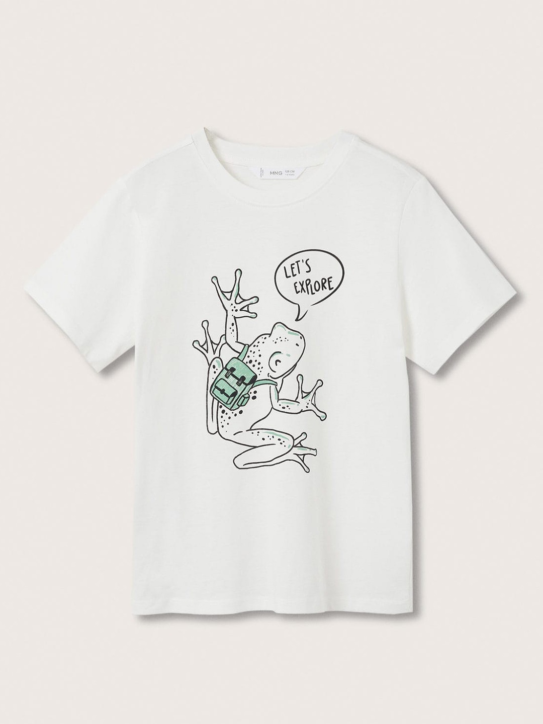 

Mango Kids Boys White & Black Frog Printed Pure Cotton T-shirt