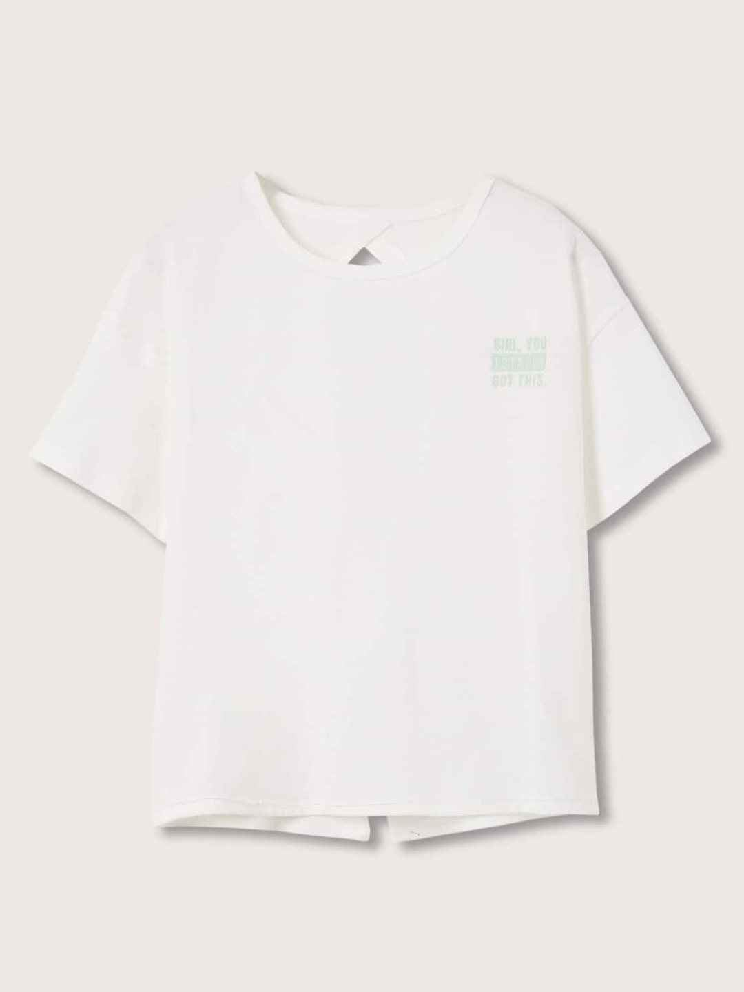 

Mango Kids Girls White Solid Pure Cotton T-shirt