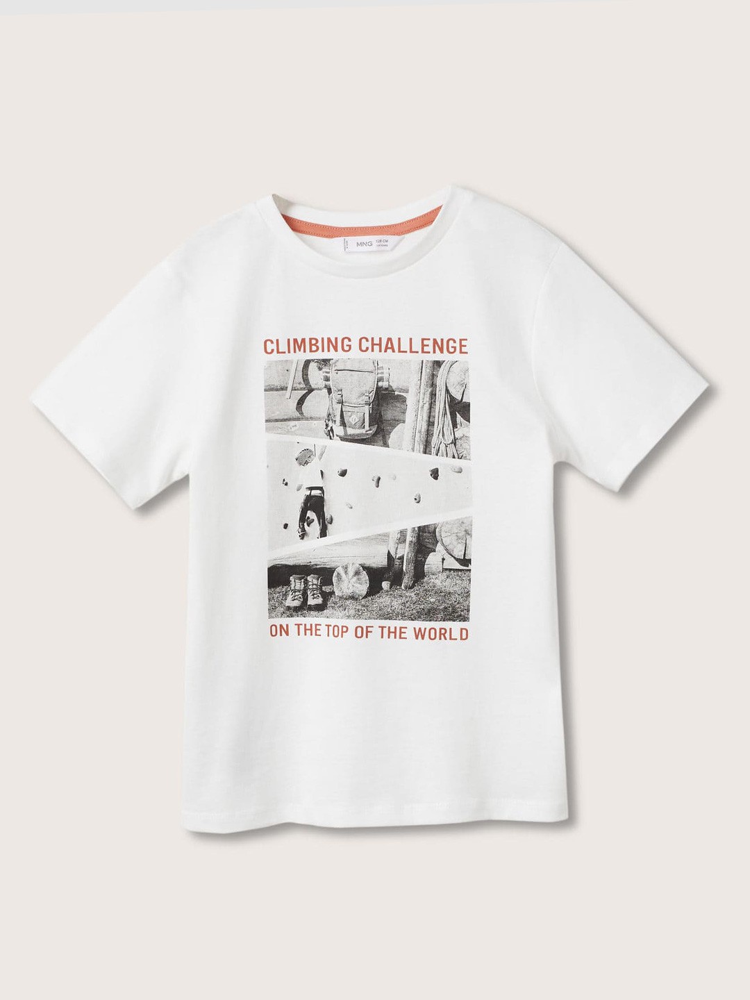 

Mango Kids Boys White & Black Printed Pure Cotton T-shirt