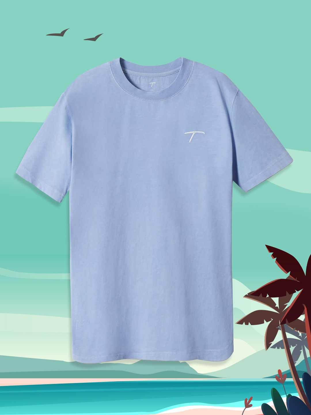 

Mango Kids Teen Boys Blue Solid Pure Cotton T-shirt