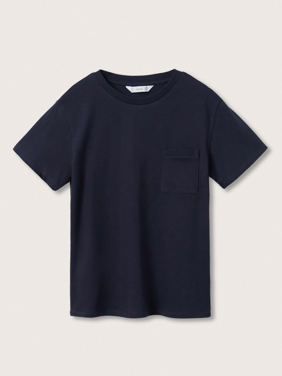 

Mango Kids Boys Navy Blue Solid Pure Cotton T-shirt