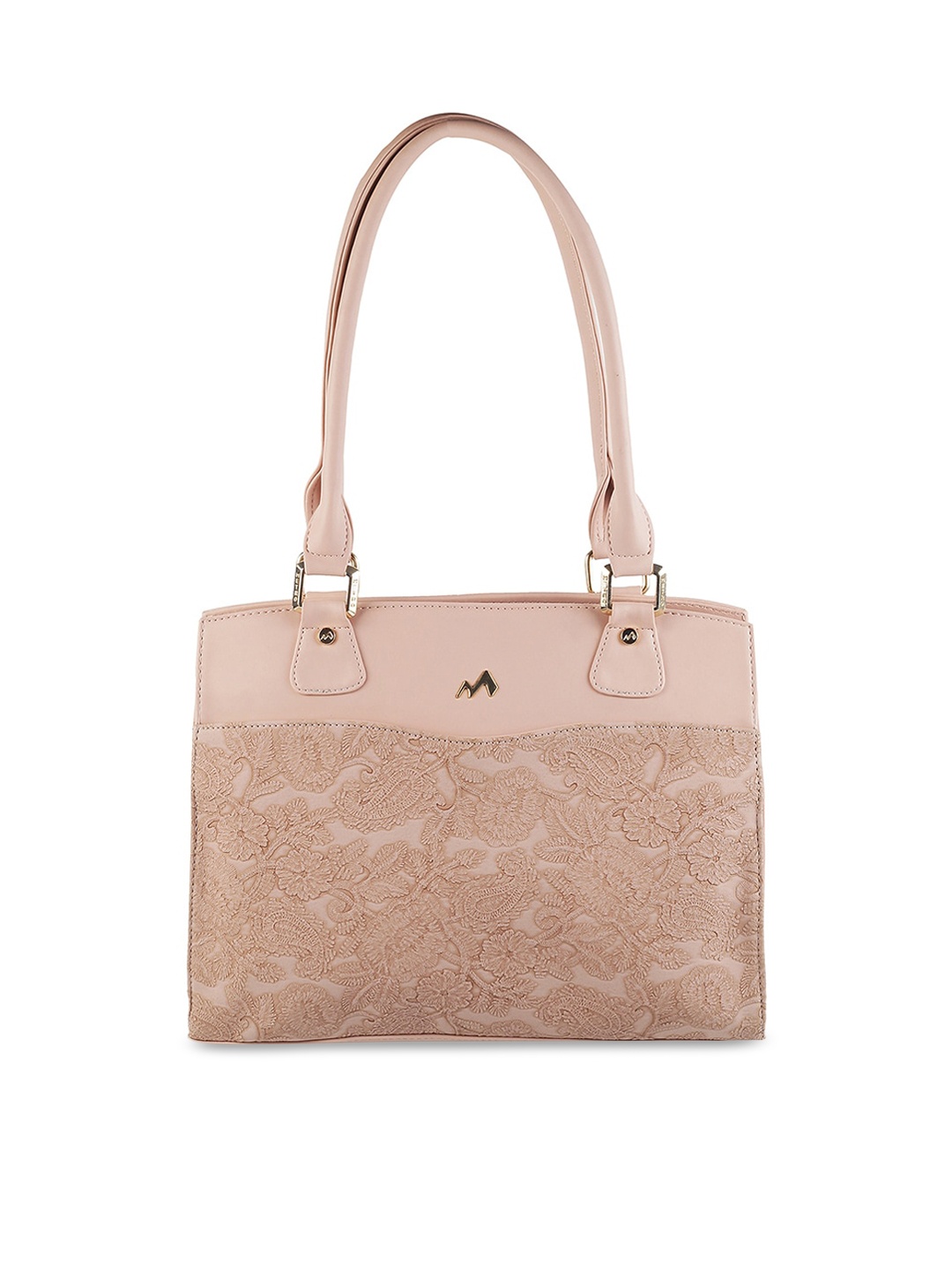 

Metro Peach-Coloured Floral PU Structured Satchel