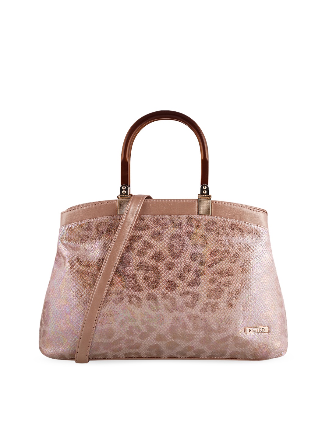 

Metro Bronze-Toned Animal PU Structured Satchel