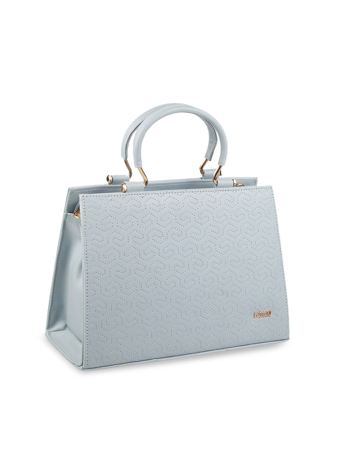 

Mochi Blue Textured Structured Handheld Bag with Quilted