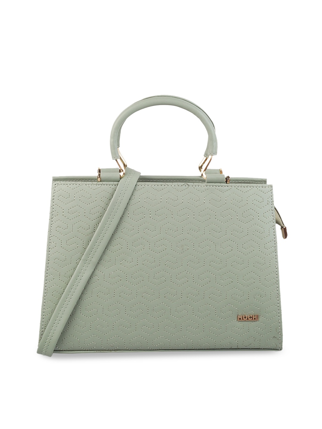 

Mochi Green Textured Structured Handheld Bag with Quilted