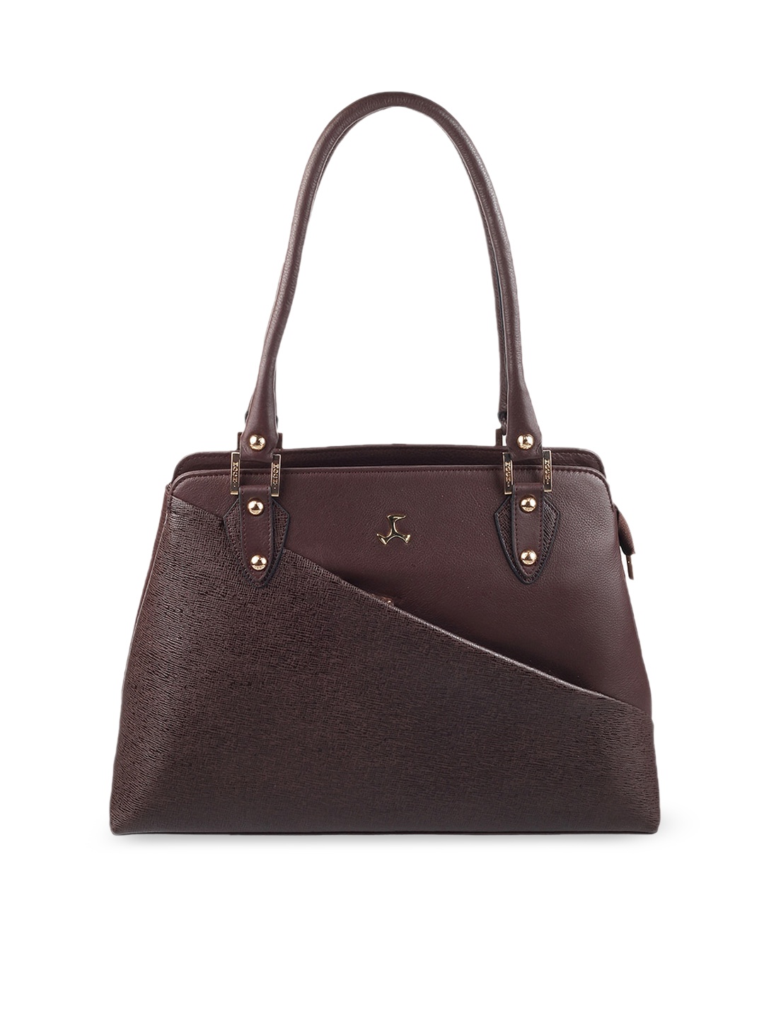 

Mochi Brown Textured Leather Structured Shoulder Bag