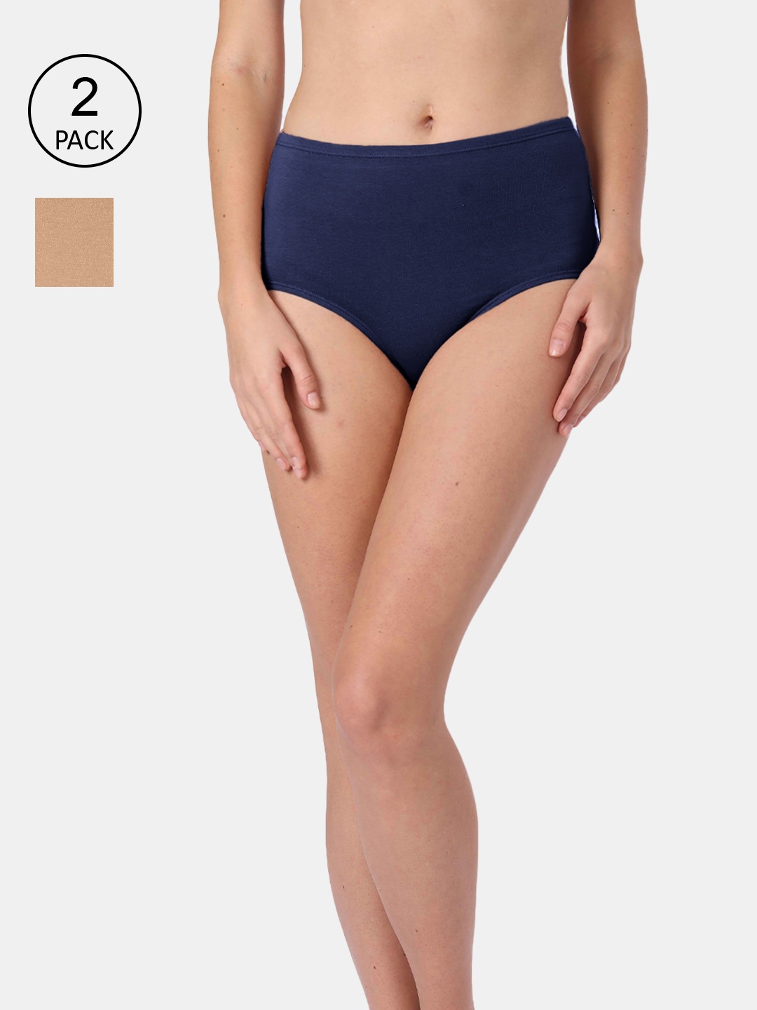 

Candour London Women Pack Of 2 Solid Hipster Briefs, Navy blue