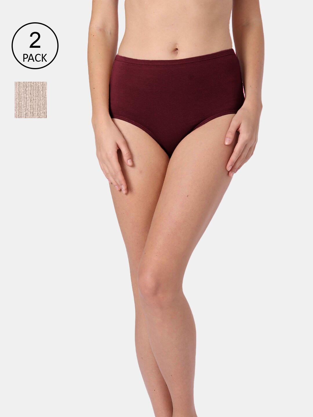 

Candour London Women Maroon Solid Cotton Hipster Briefs