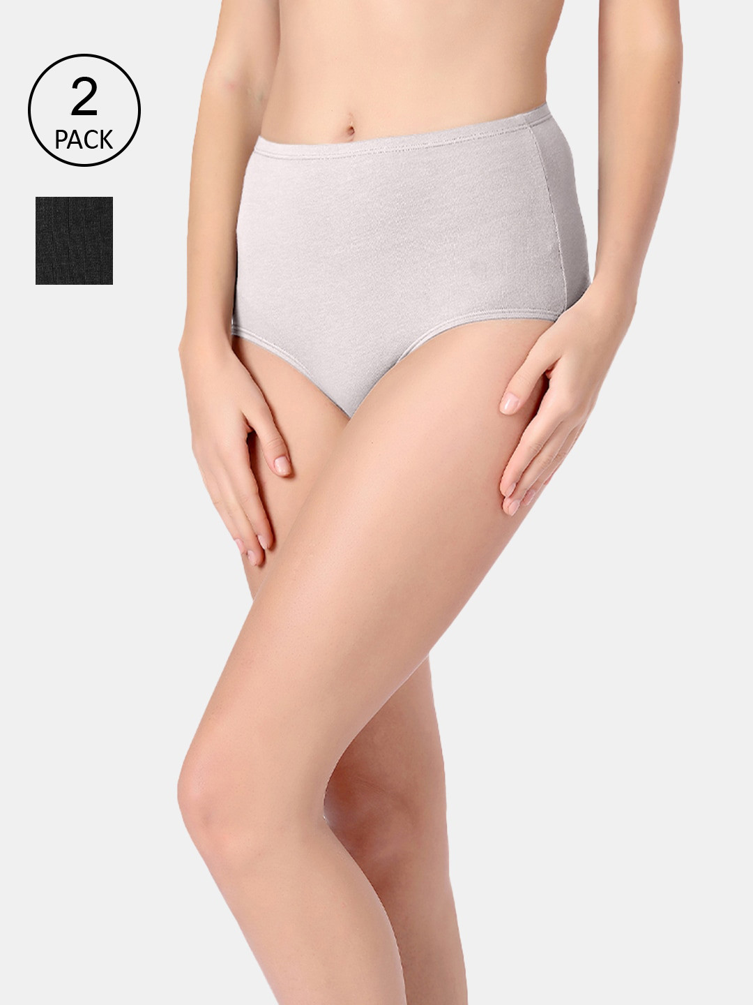 

Candour London Women Pack Of 2 Solid Hipster Briefs, Black