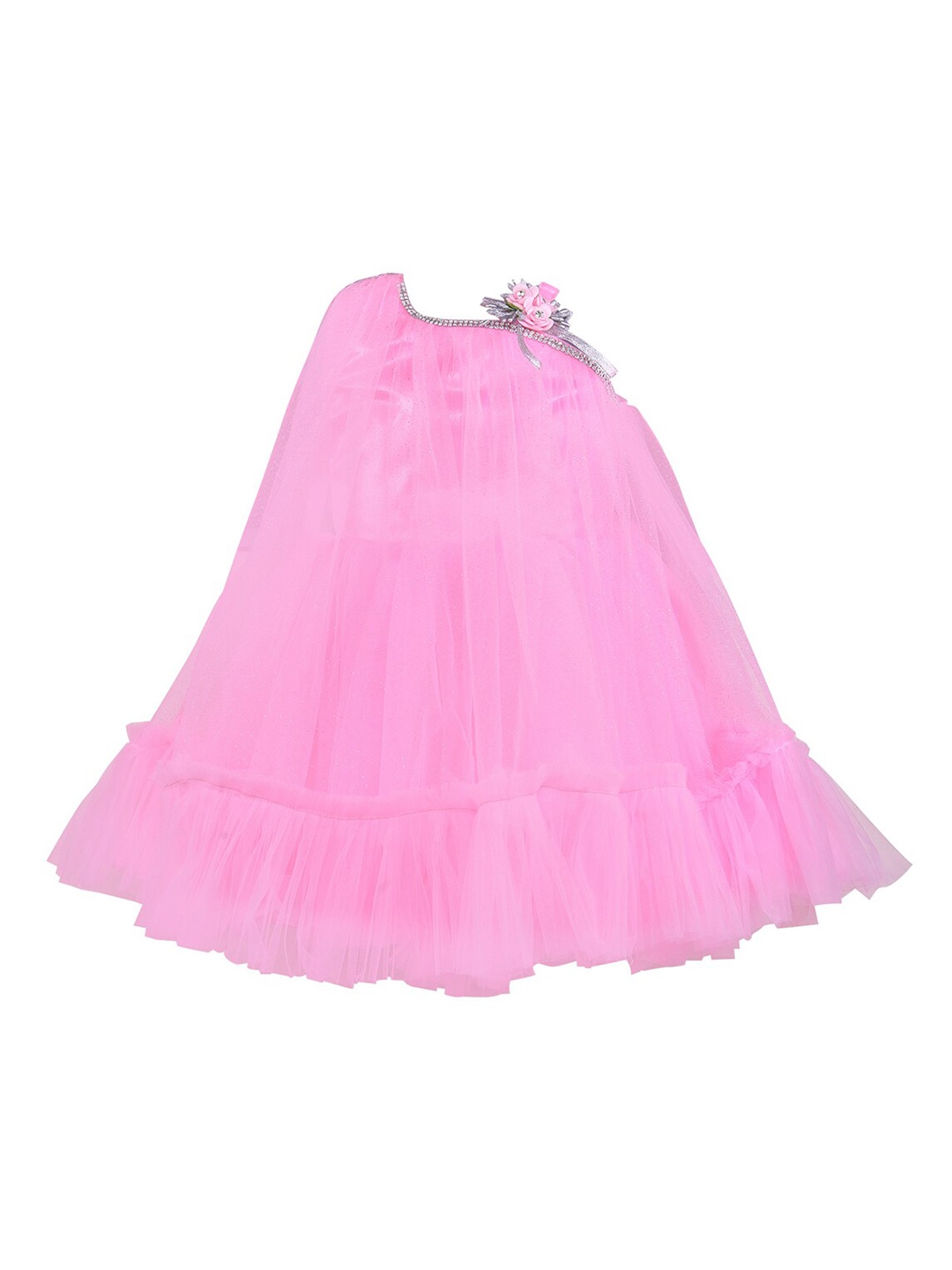 

Wish Karo Pink Net A-Line Dress