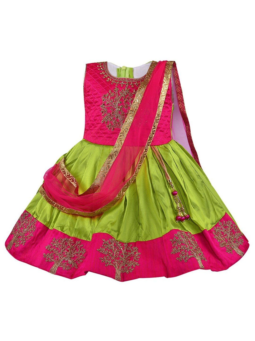 

Wish Karo Green Colourblocked Satin Dress