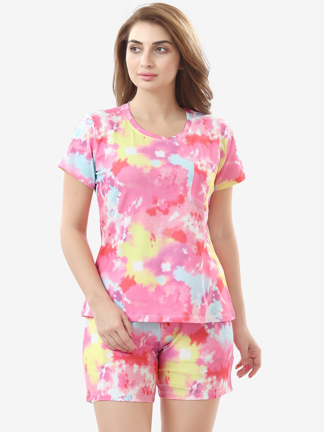

Candour London Women Pink & Blue Printed Night suit