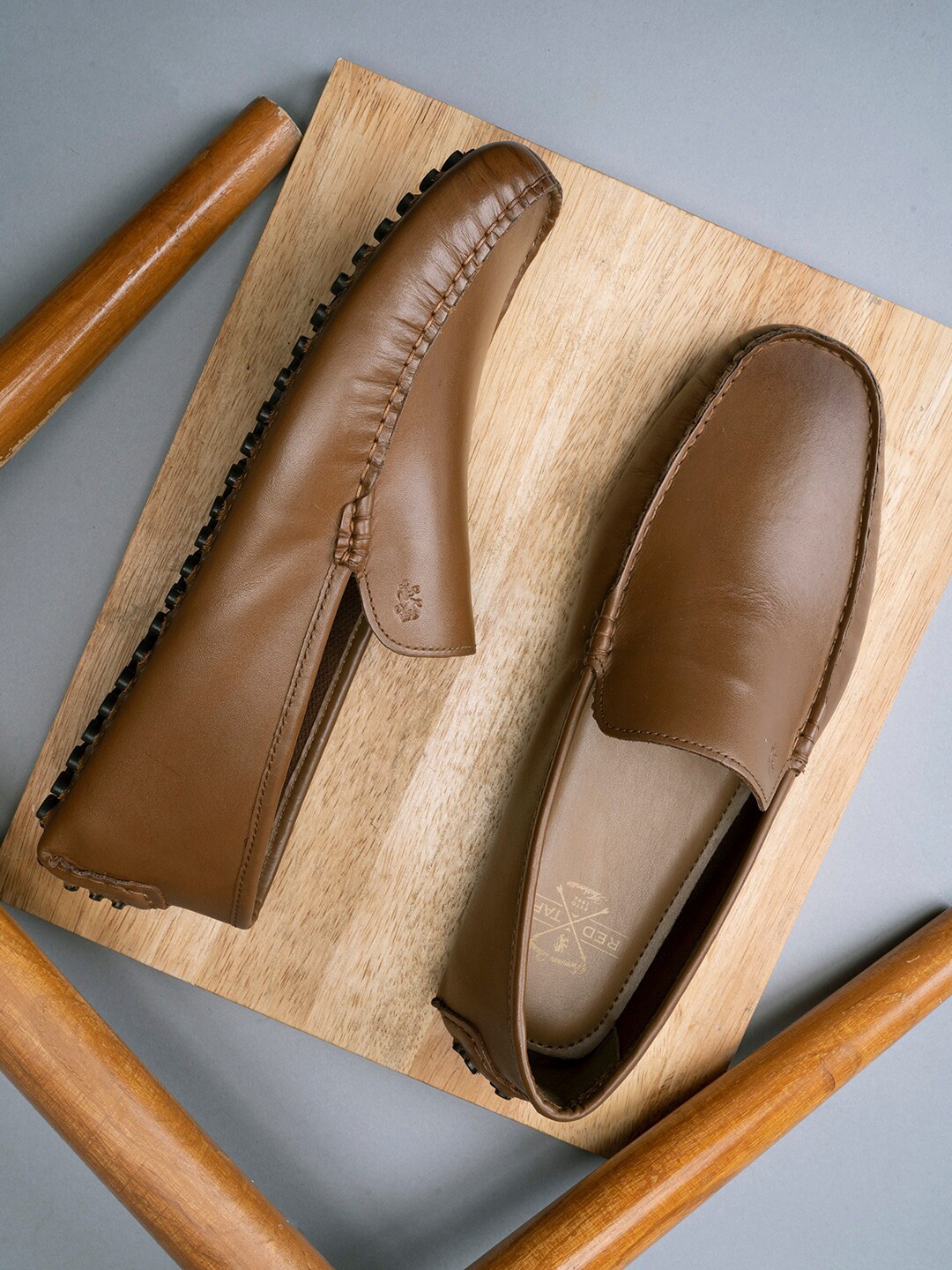 

Red Tape Men Tan Brown Textured Leather Formal Slip-On Shoes