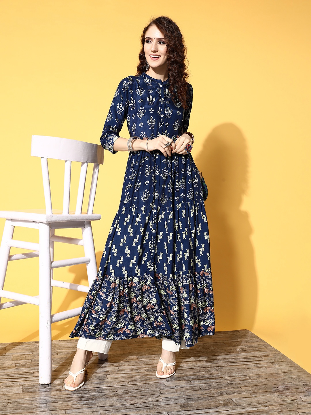 

ZOLA Women Blue Art Silk Swirling Volume Kurta