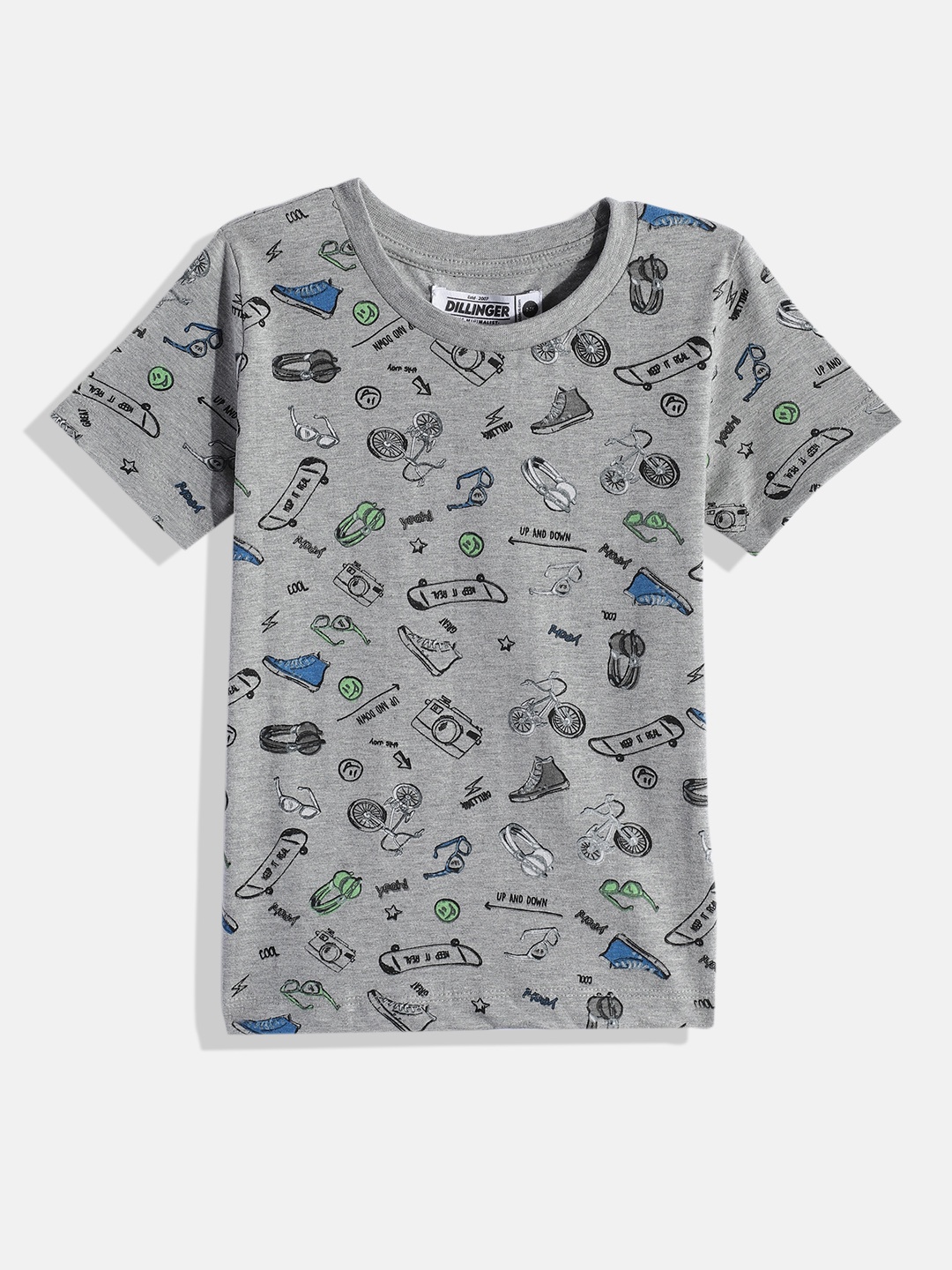 

DILLINGER Boys Grey Printed Cotton T-shirt