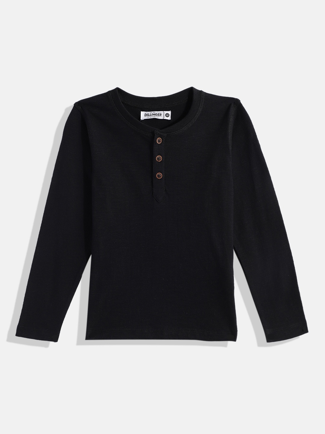 

DILLINGER Boys Black Henley Neck Cotton T-shirt