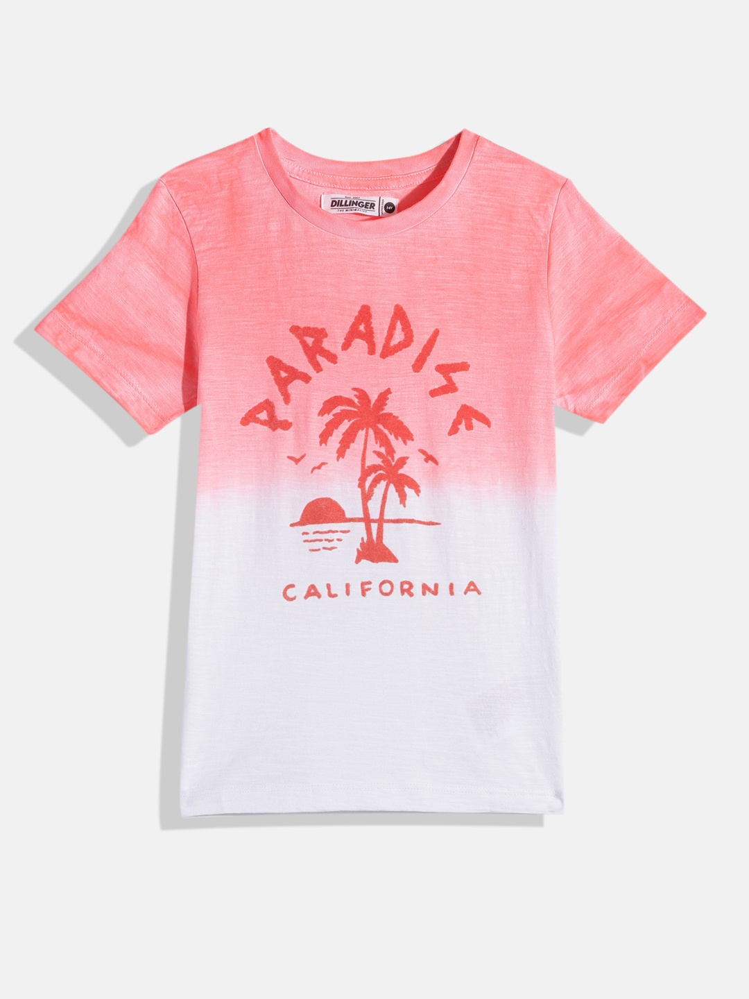 

DILLINGER Boys White & Pink Tie and Dye Dyed Cotton T-shirt