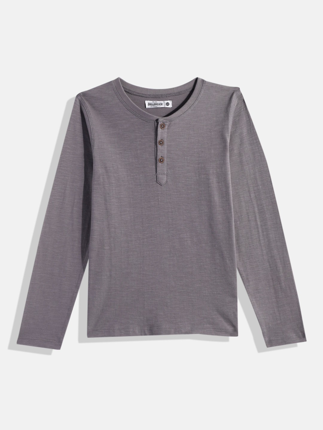 

DILLINGER Boys Grey Henley Neck Cotton T-shirt