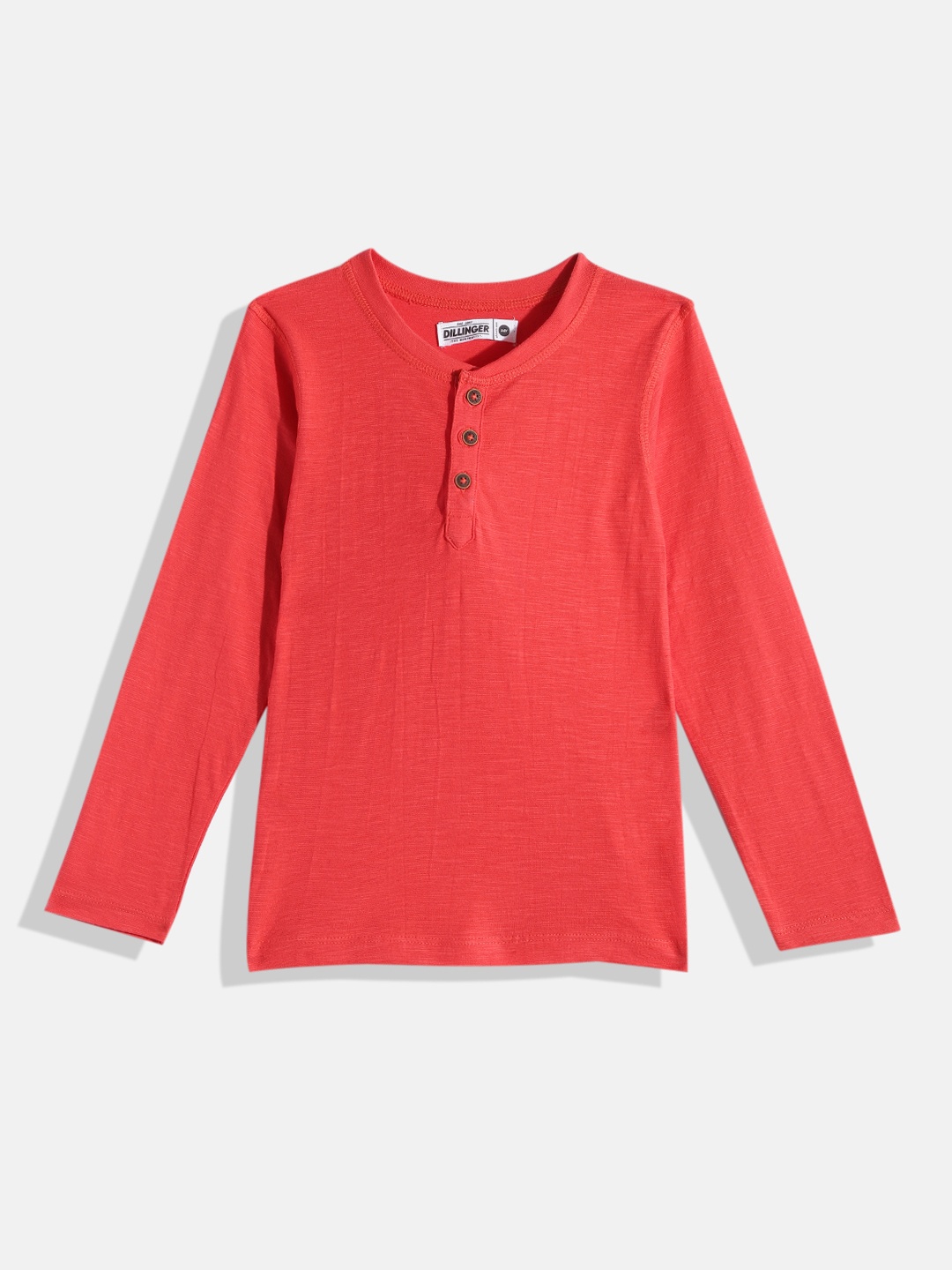 

DILLINGER Boys Red Henley Neck Cotton T-shirt