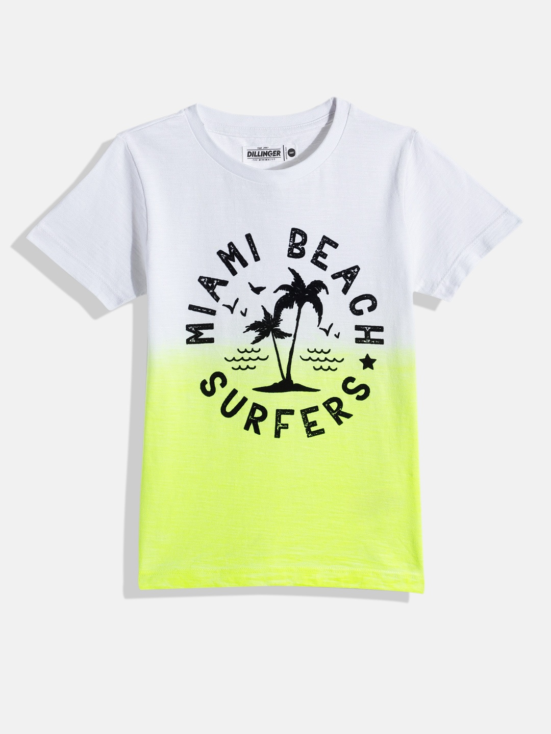 

DILLINGER Boys White & Yellow Tie and Dye Dyed Cotton T-shirt