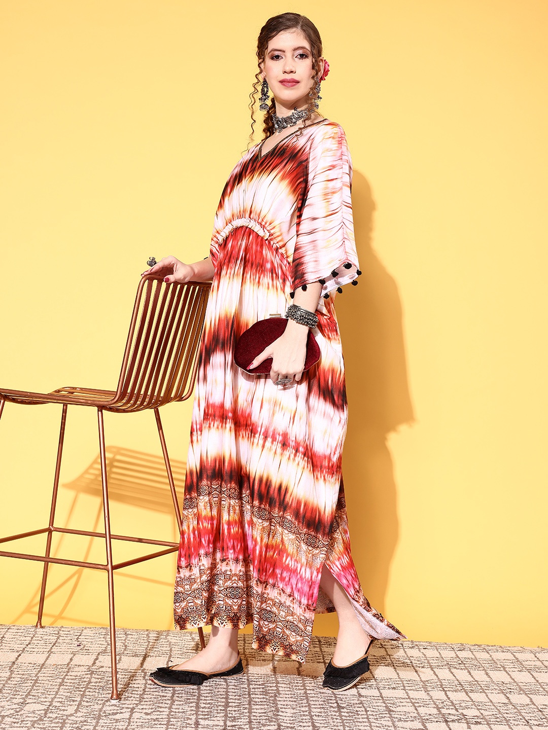 Inddus Women Classic Off White Tie and Dye Tie & Dye 2.0 Dress