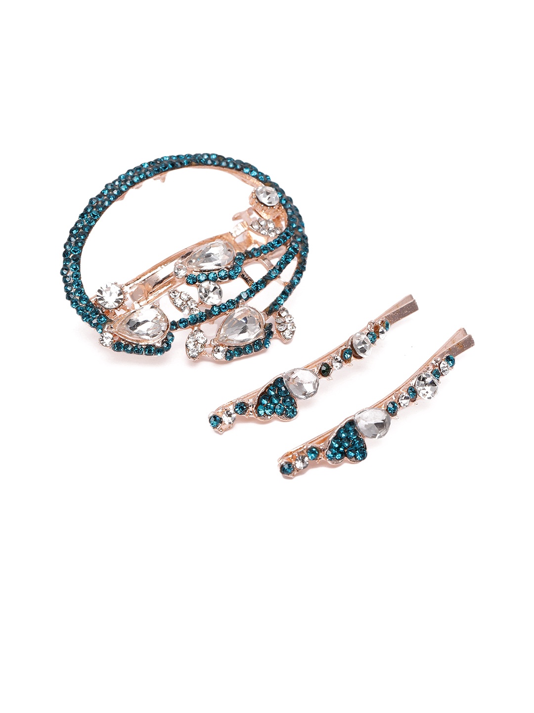 

Kord Store Women Rose & Teal Set of 3 Hair Accessory Set