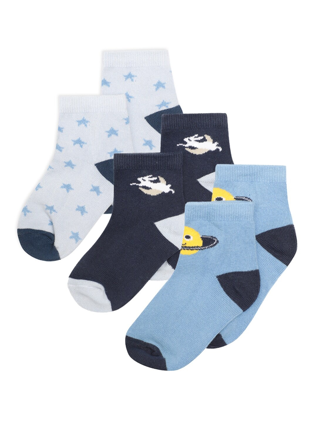 

MiArcus Infants Kids Pack Of 3 Patterned Ankle Length Socks, Blue