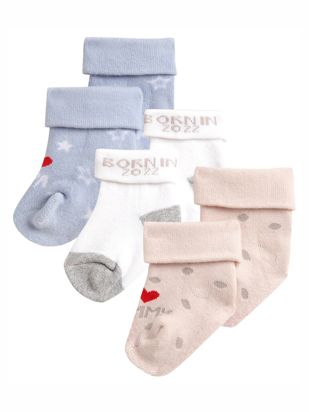 

MiArcus Kids Pack Of 3 Printed Mid Calf-Length Cotton Socks, Blue