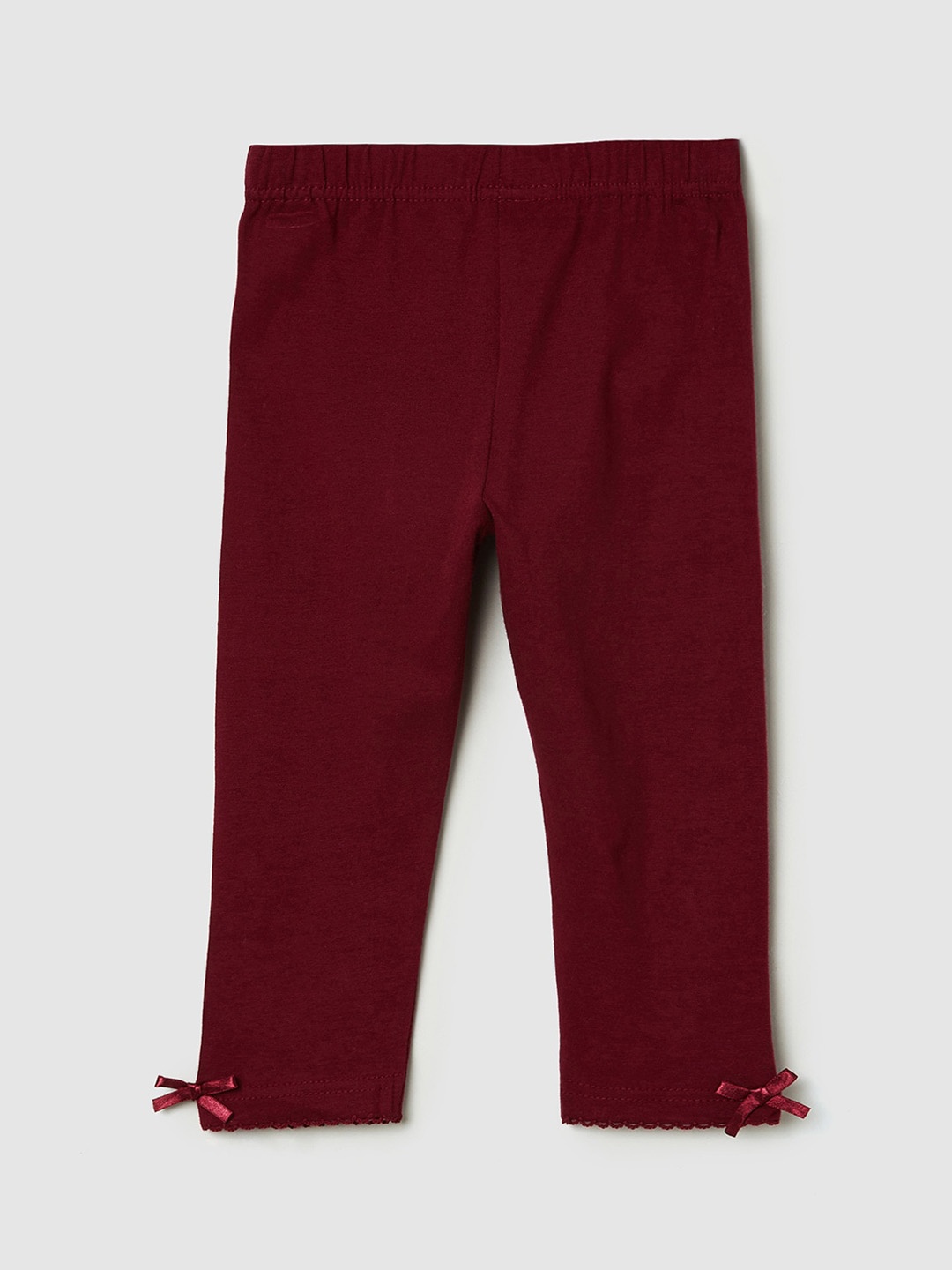 

max Girls Burgundy Solid Ankle-Length Leggings