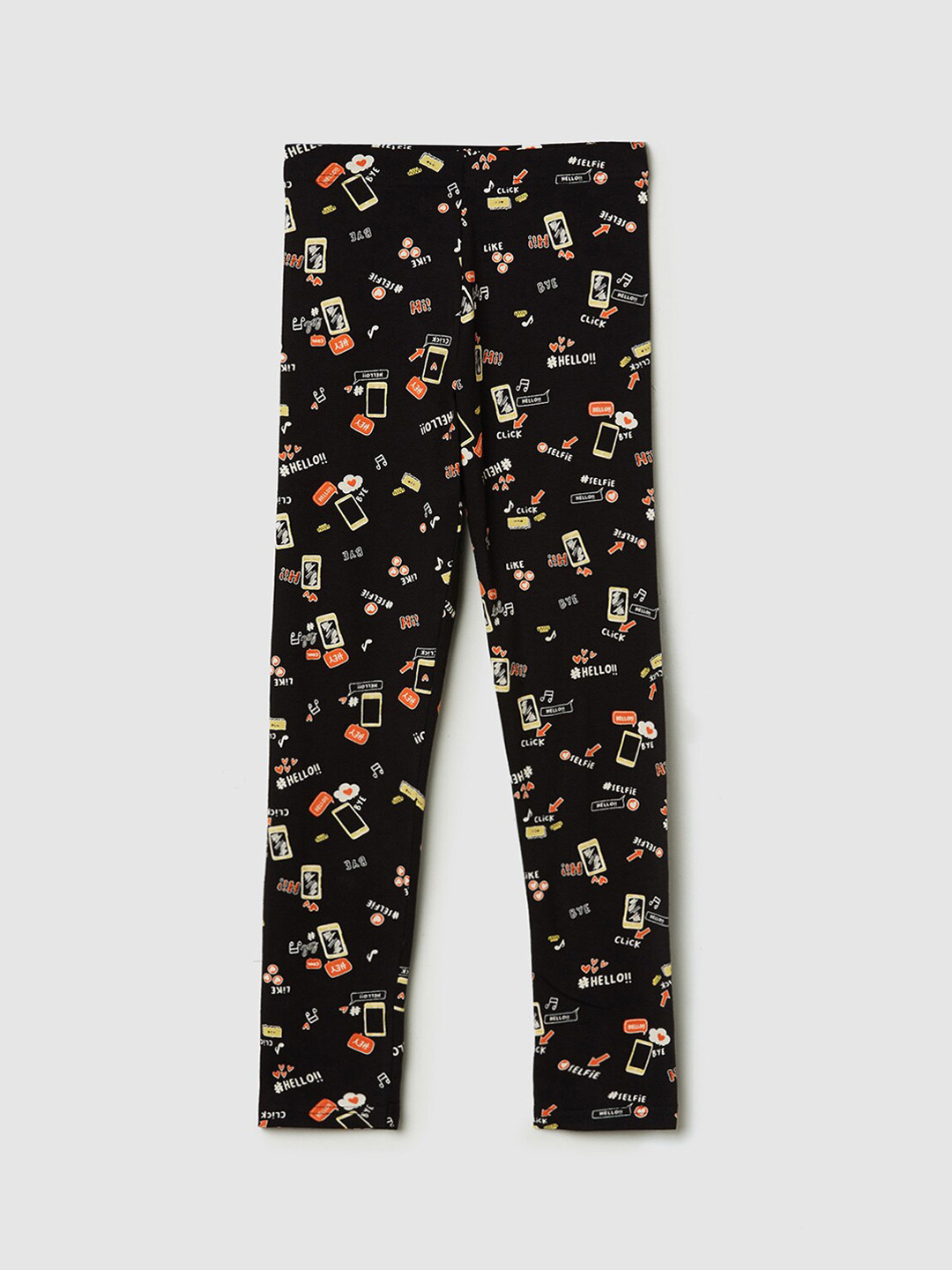 

max Girls Black Printed Leggings