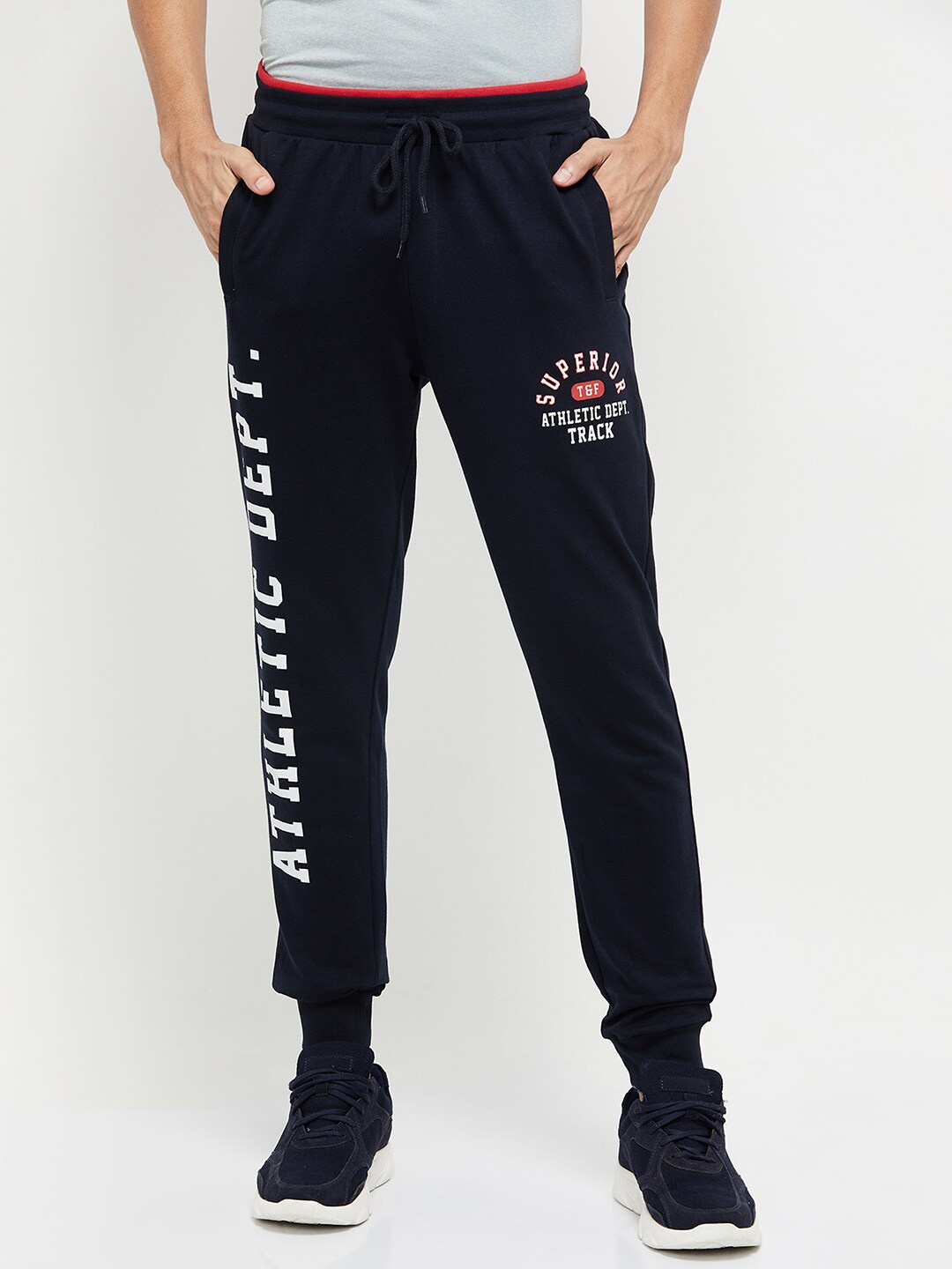 

max Men Navy Blue Typography Printed Joggers