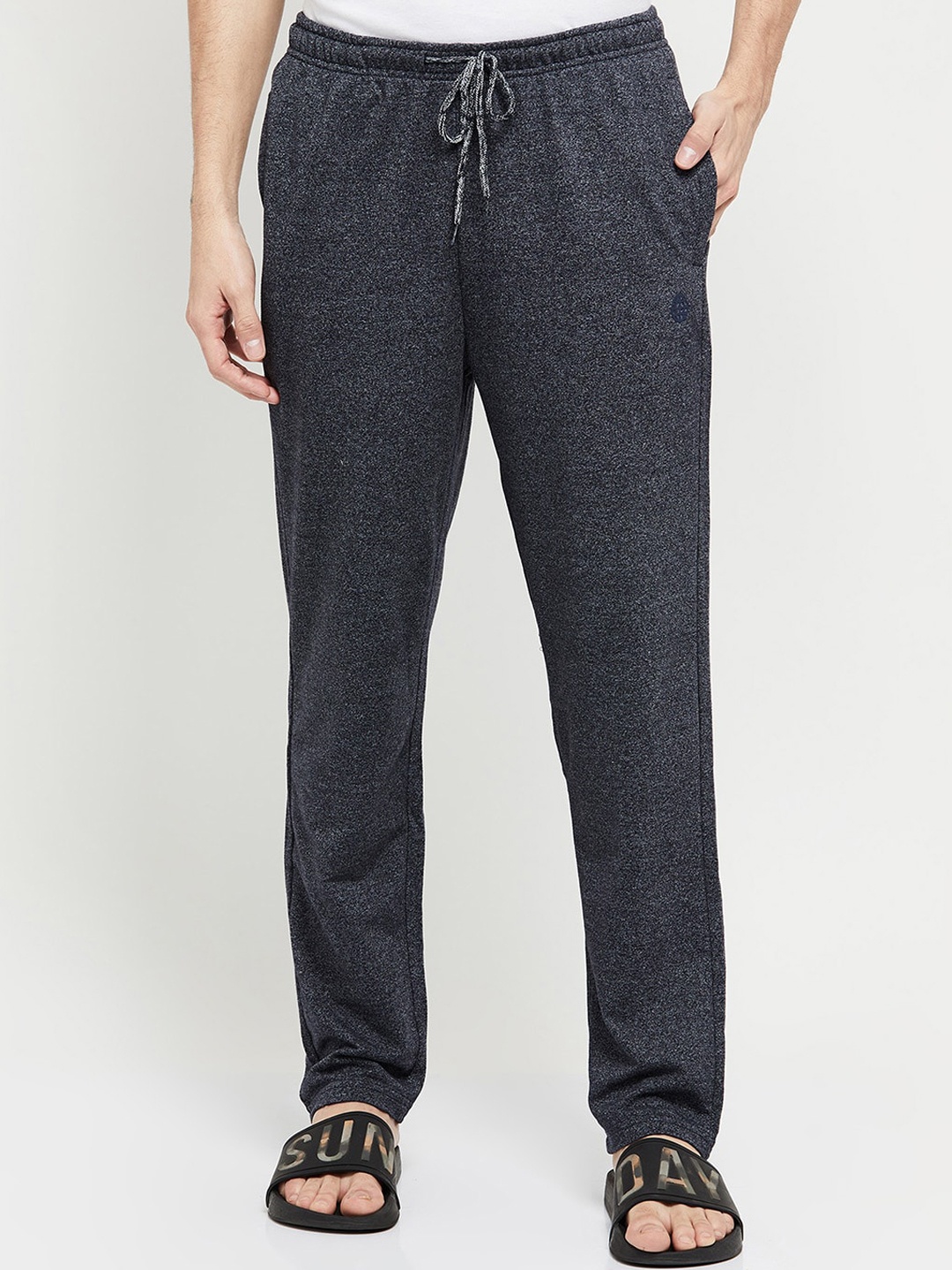 

max Men Navy Blue Solid Track Pants