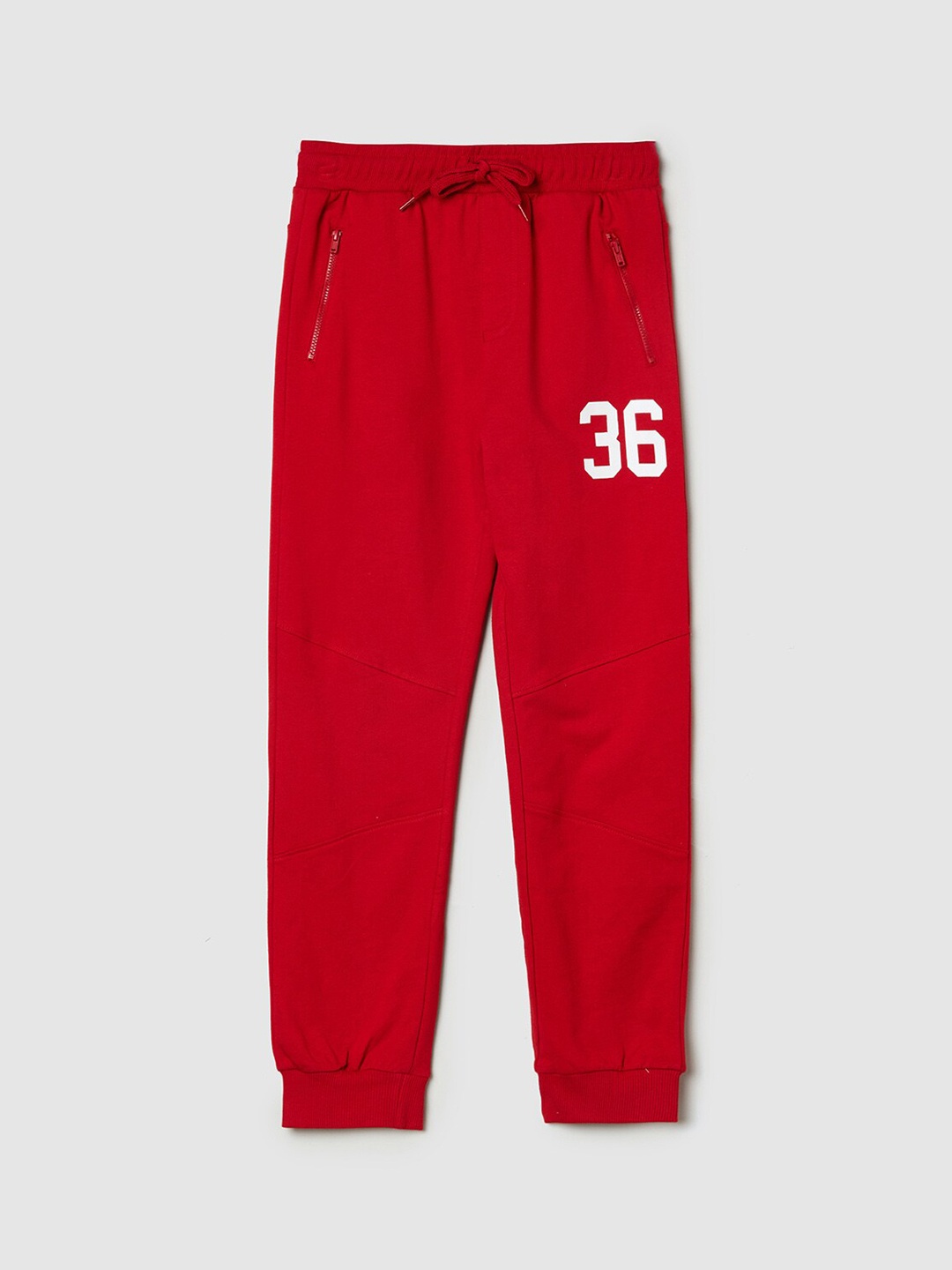 

max Boys Red & White Printed Joggers