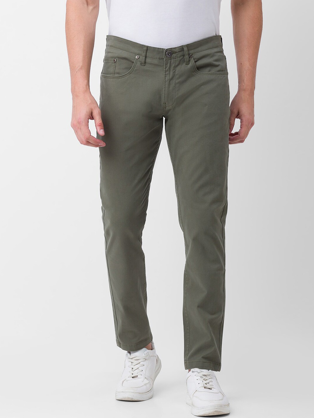 

SPYKAR Men Green Tapered Fit Trousers