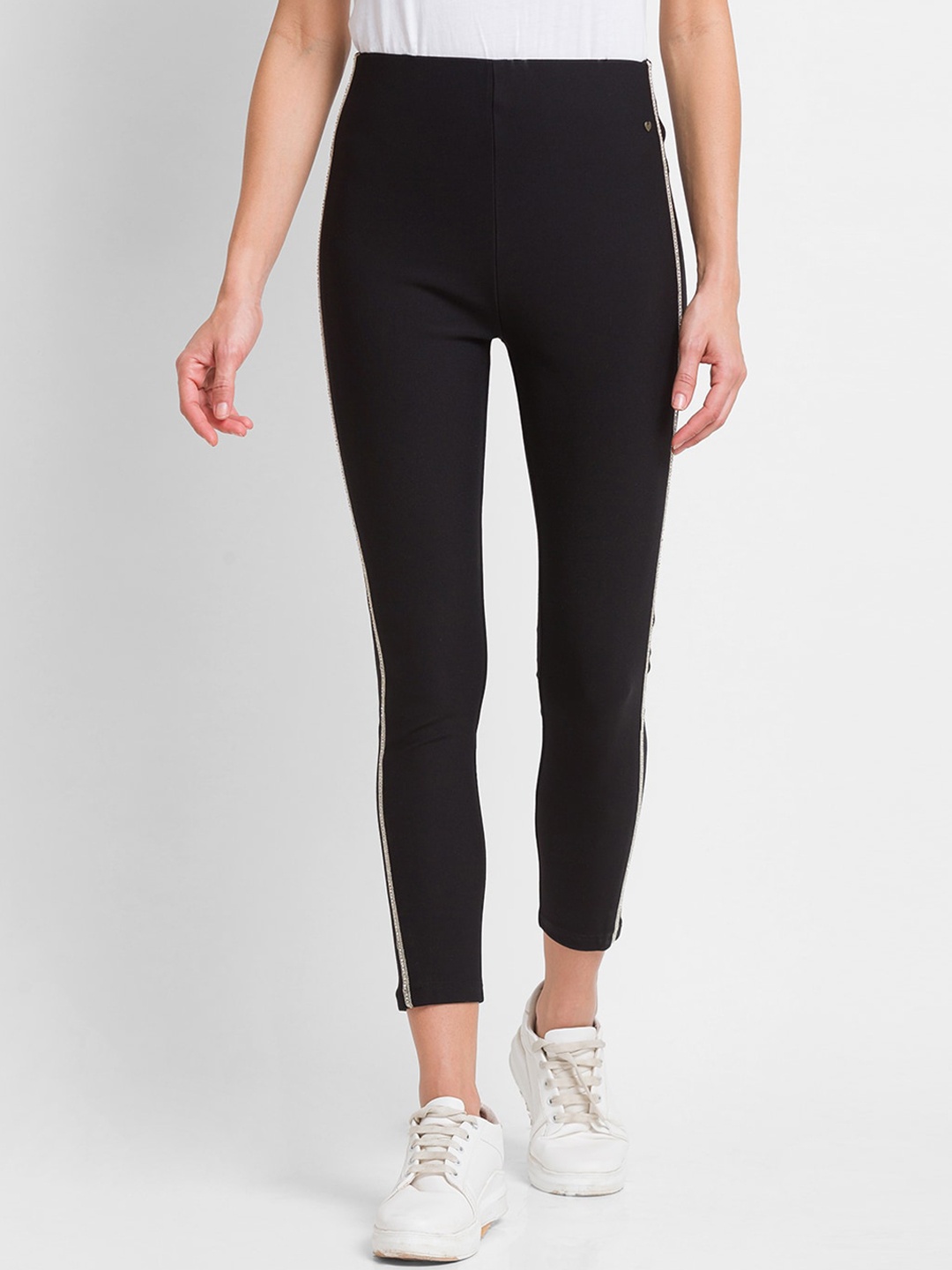 

SPYKAR Women Black Solid Cotton Track Pants