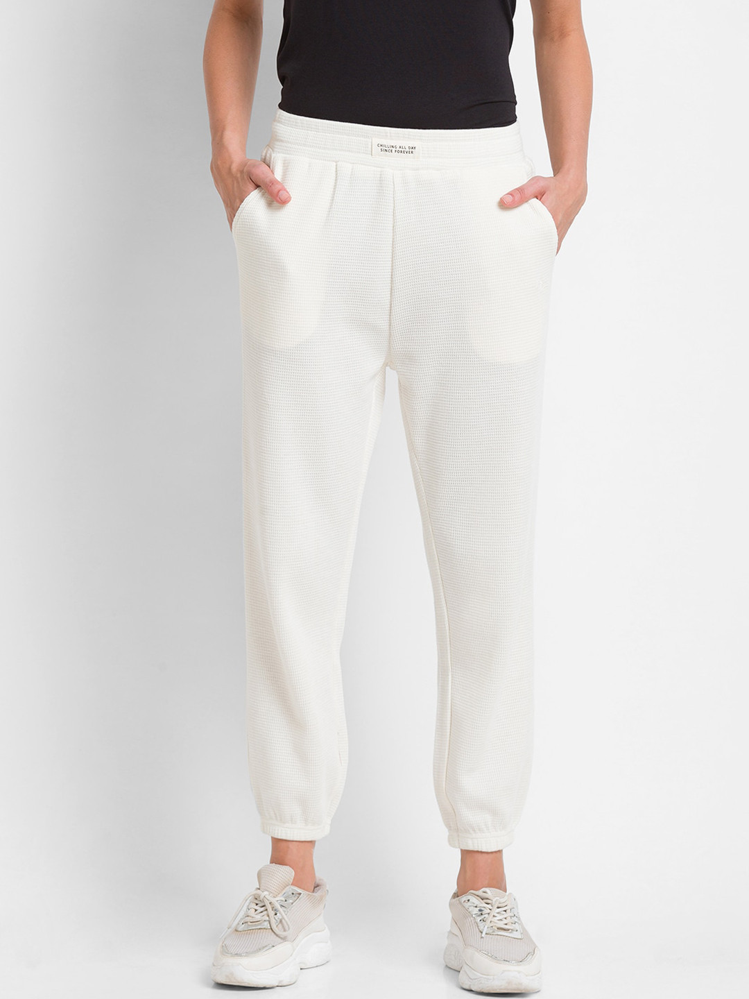 

SPYKAR Women White Solid Slim-Fit Track Pants