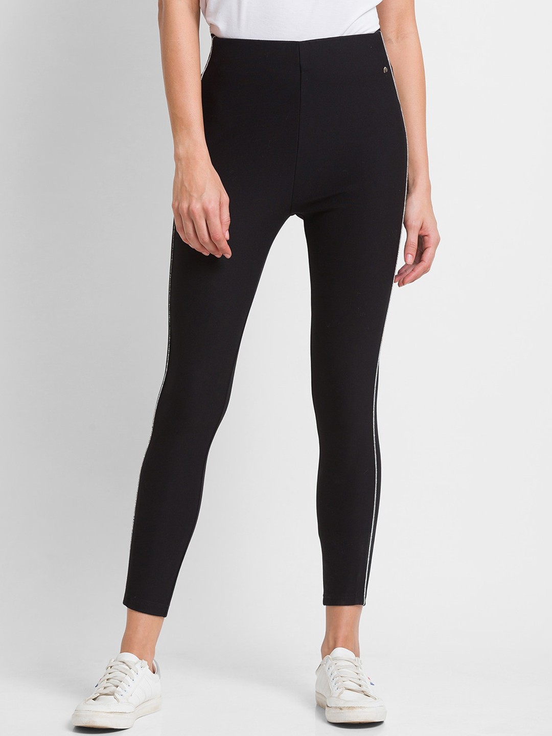 

SPYKAR Women Black Solid Slim Fit Cotton Track Pants