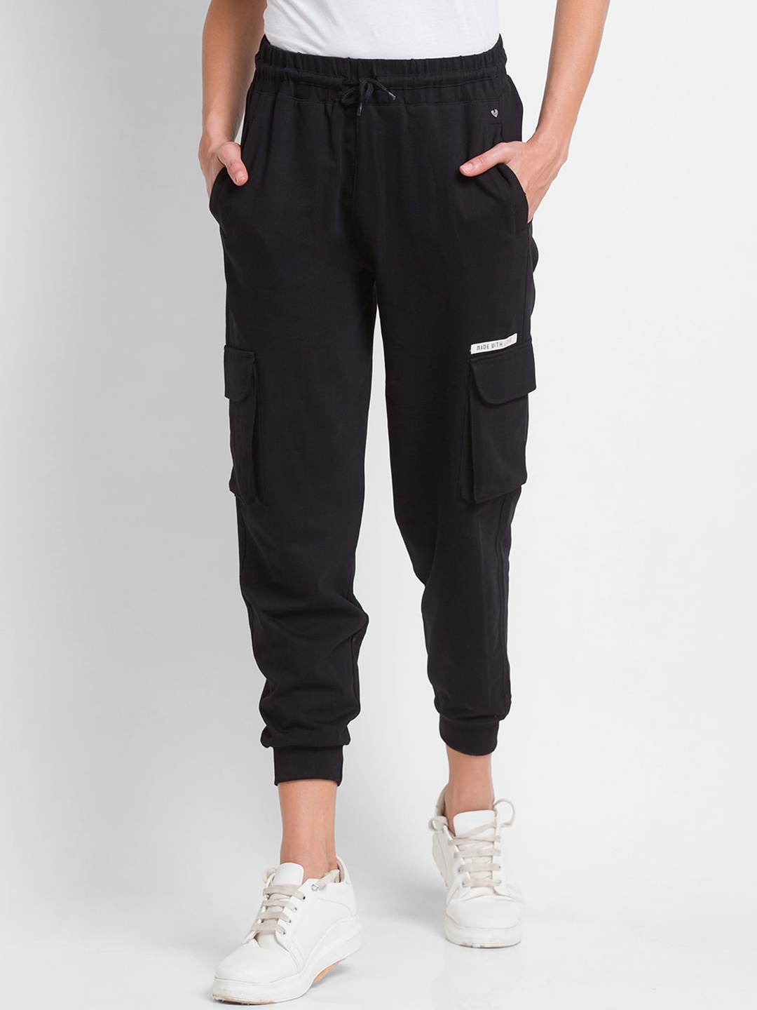 

SPYKAR Women Black Solid Cotton Joggers