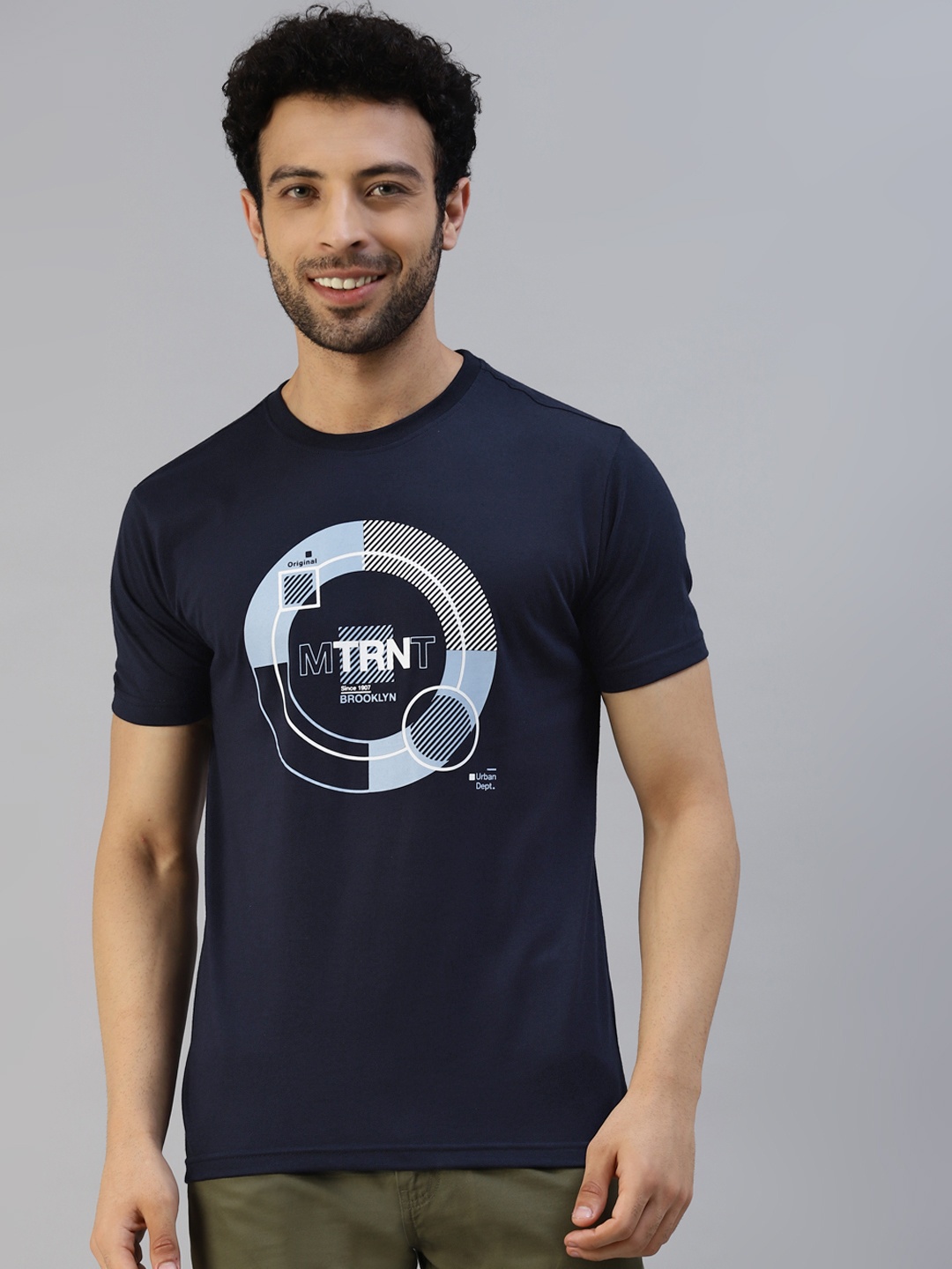 

Metronaut Men Navy Blue Brand Logo Printed T-shirt