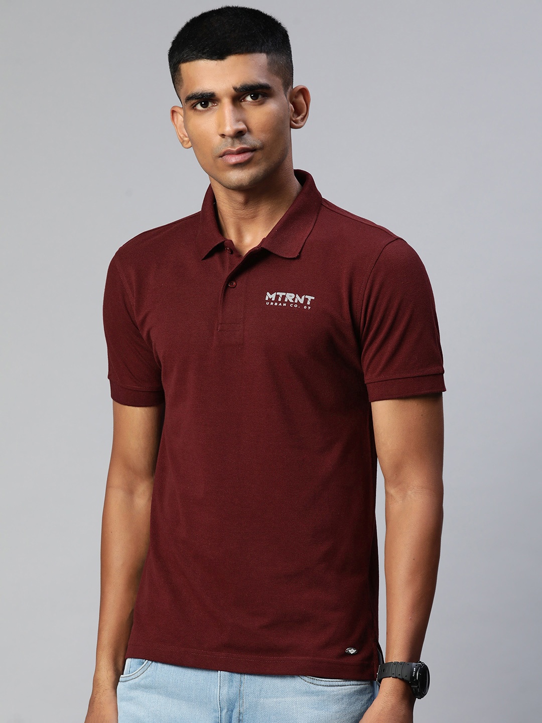 

Metronaut Men Maroon Polo Collar T-shirt