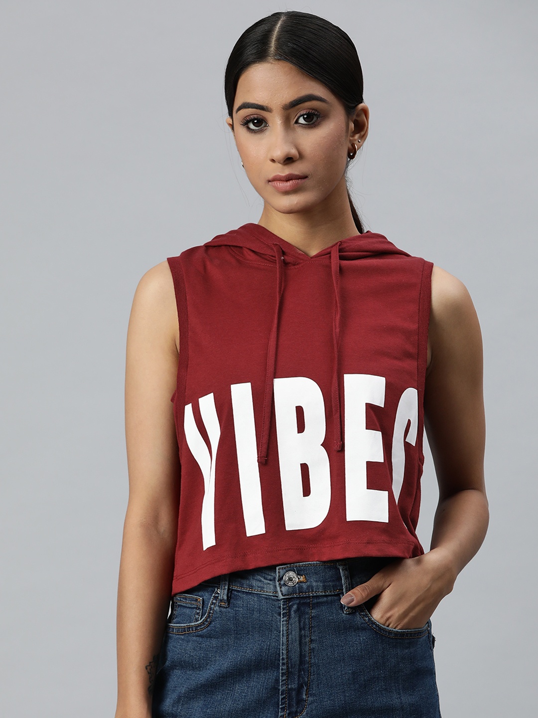 

Metronaut Women Maroon & White Typography Printed T-shirt