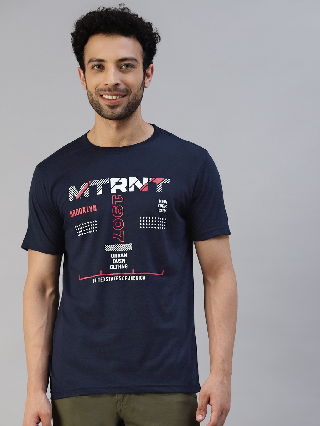 

Metronaut Men Navy Blue Brand Logo Printed T-shirt