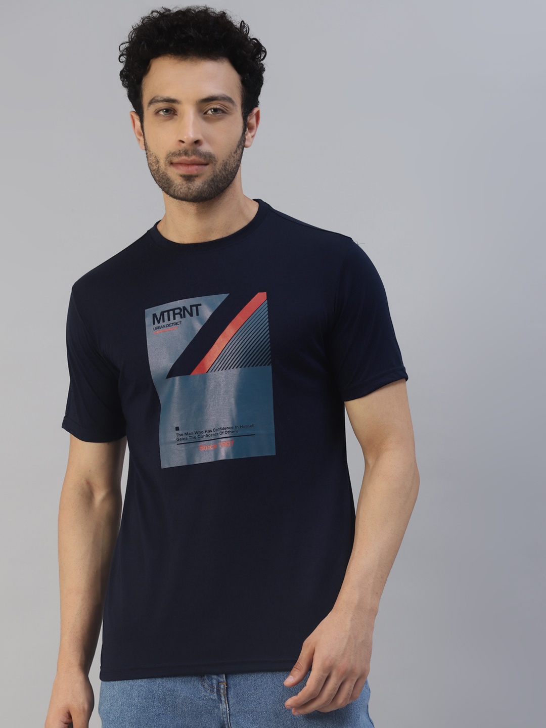 

Metronaut Men Navy Blue Brand Logo Printed T-shirt