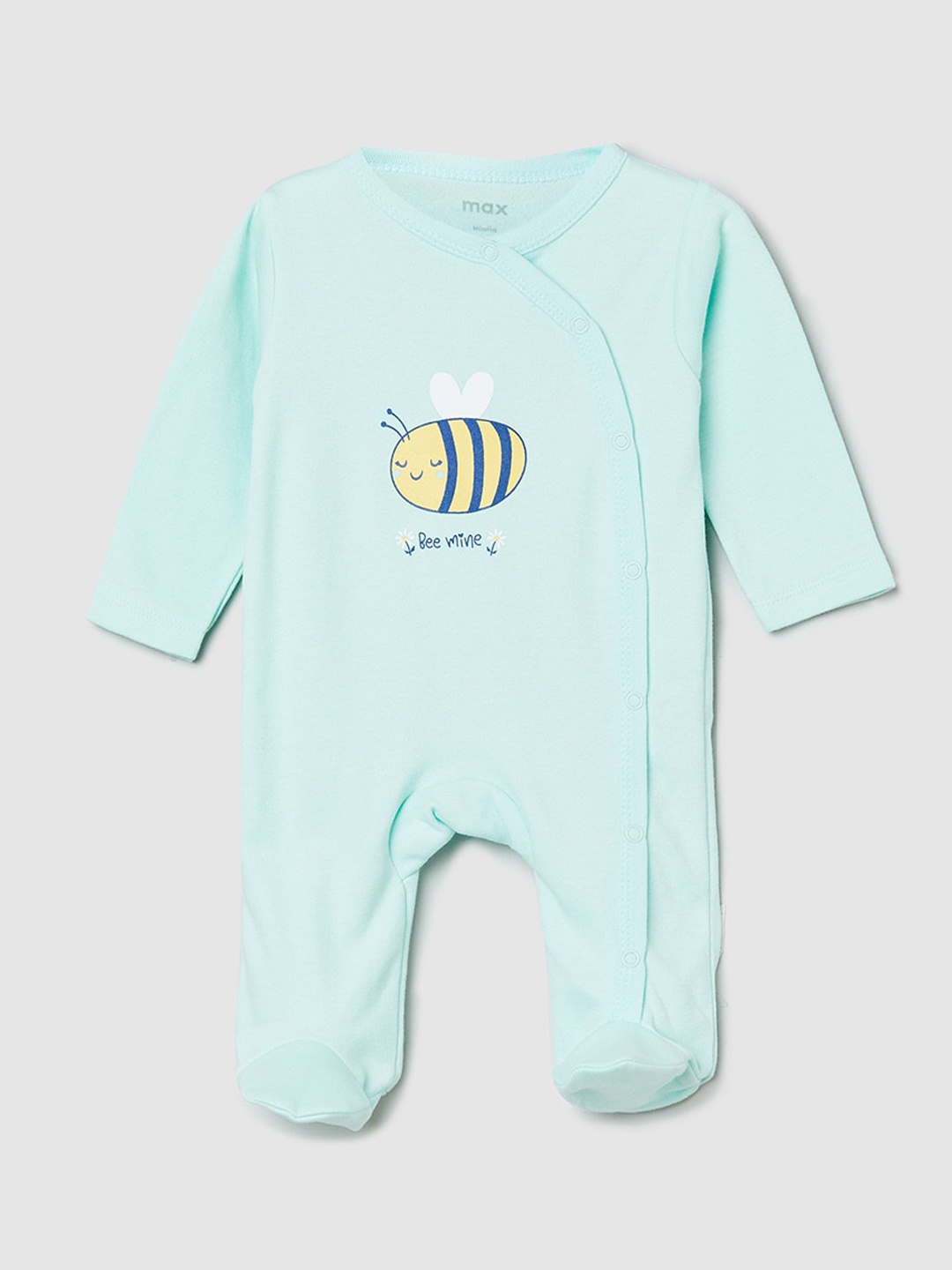 

max Infant Girls Blue & Yellow Printed Cotton Sleepsuit