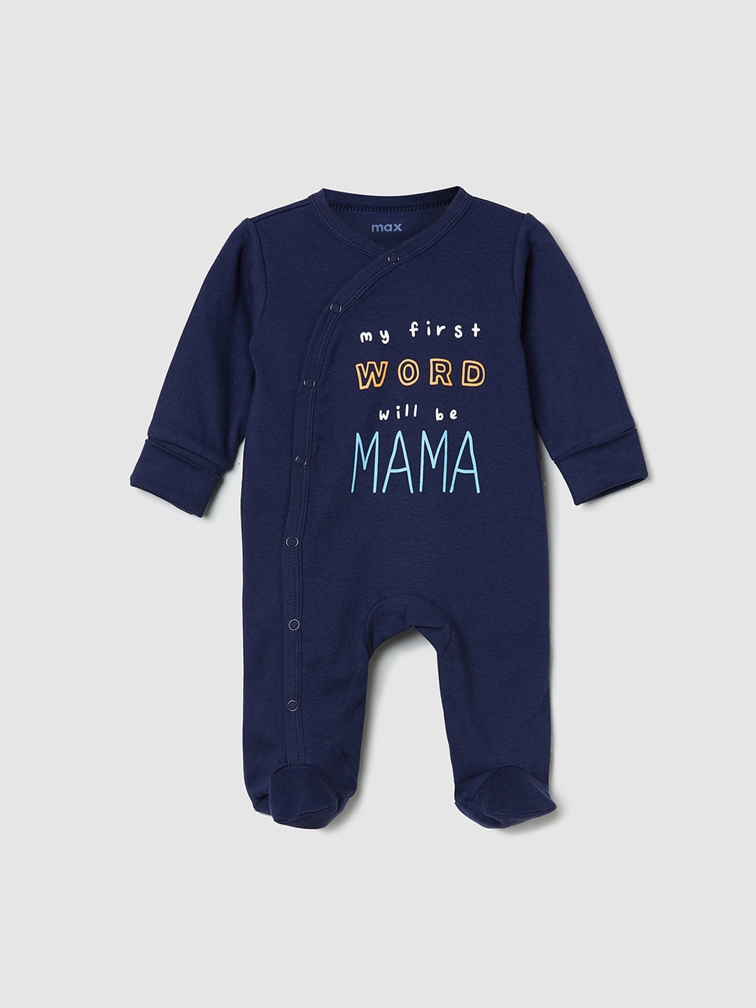 

max Boys Blue Printed Anti-Bacterial Sleepsuit