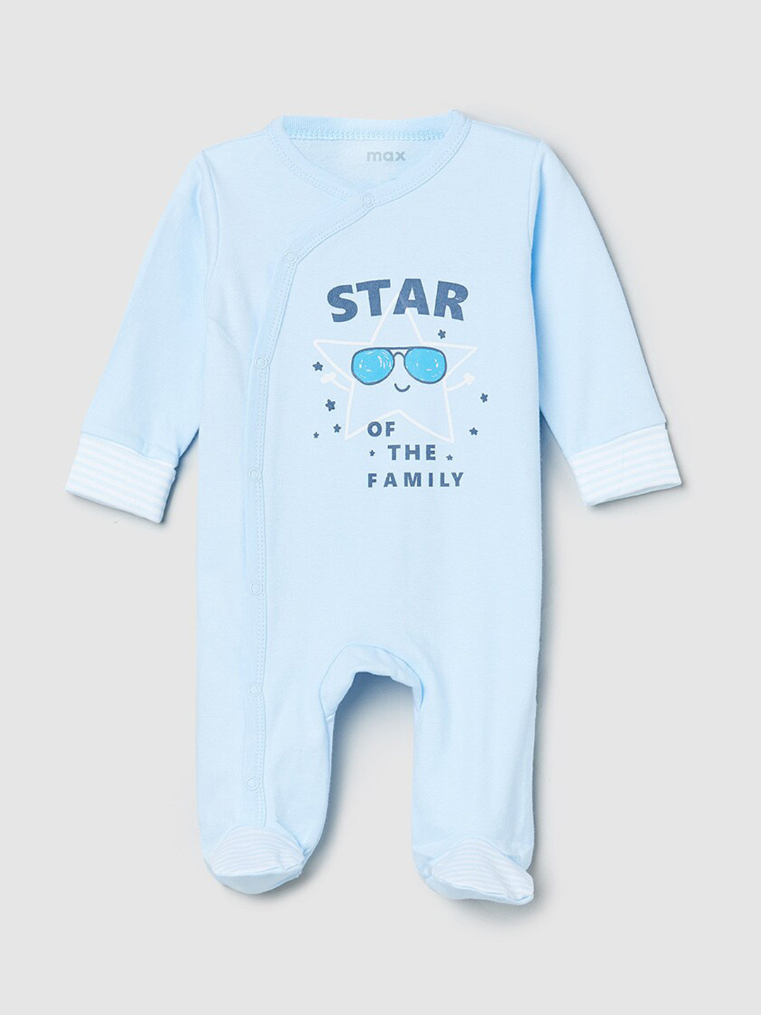

max Infant Blue Printed Anti-Bacterial Sleepsuit