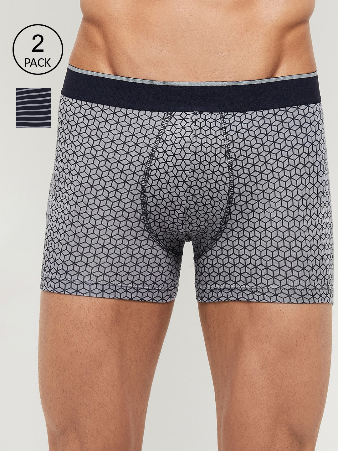 

max Men Pack of 2 Printed Trunks NOOSNTKFGR3GREY, Assorted