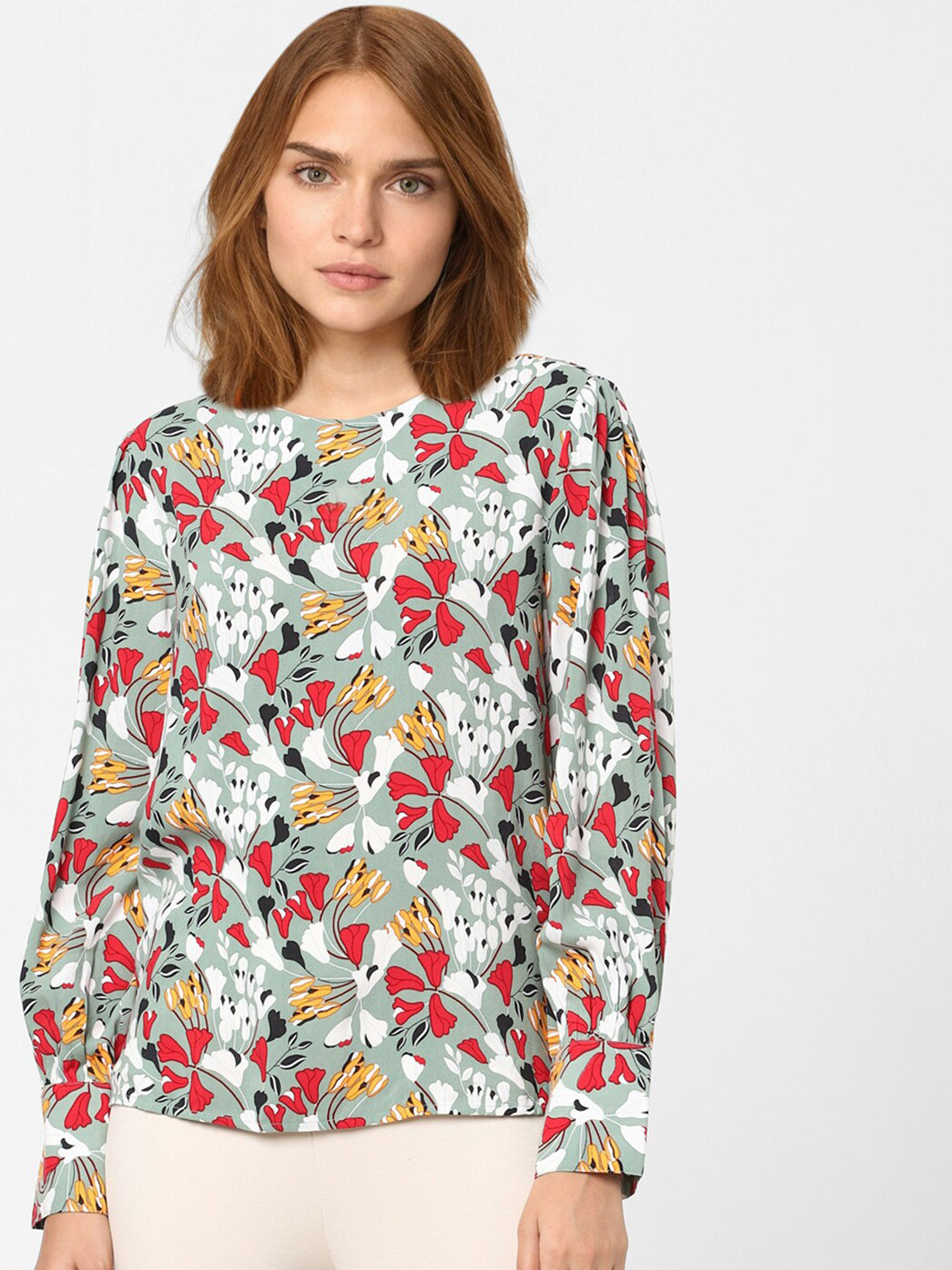 

Vero Moda Pink & ash gray Floral Print Top