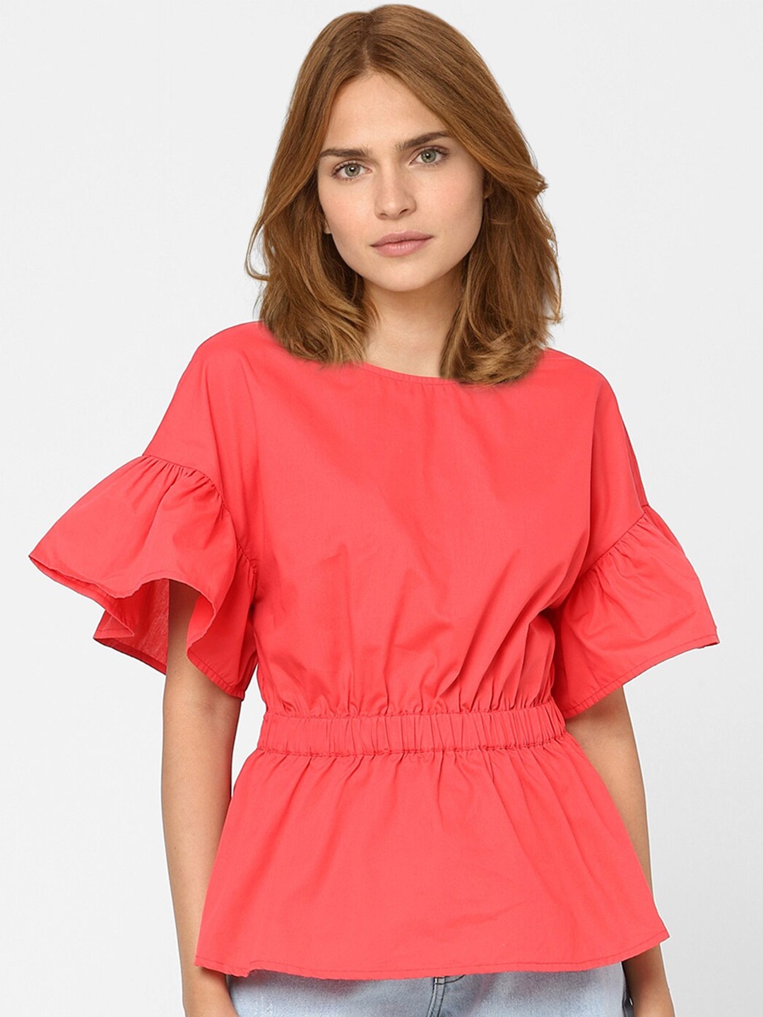 

Vero Moda Red & begonia Cinched Waist Top